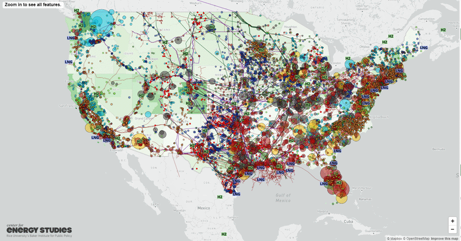 US energy infrastructure mapped by Baker Institute | Rice News | News